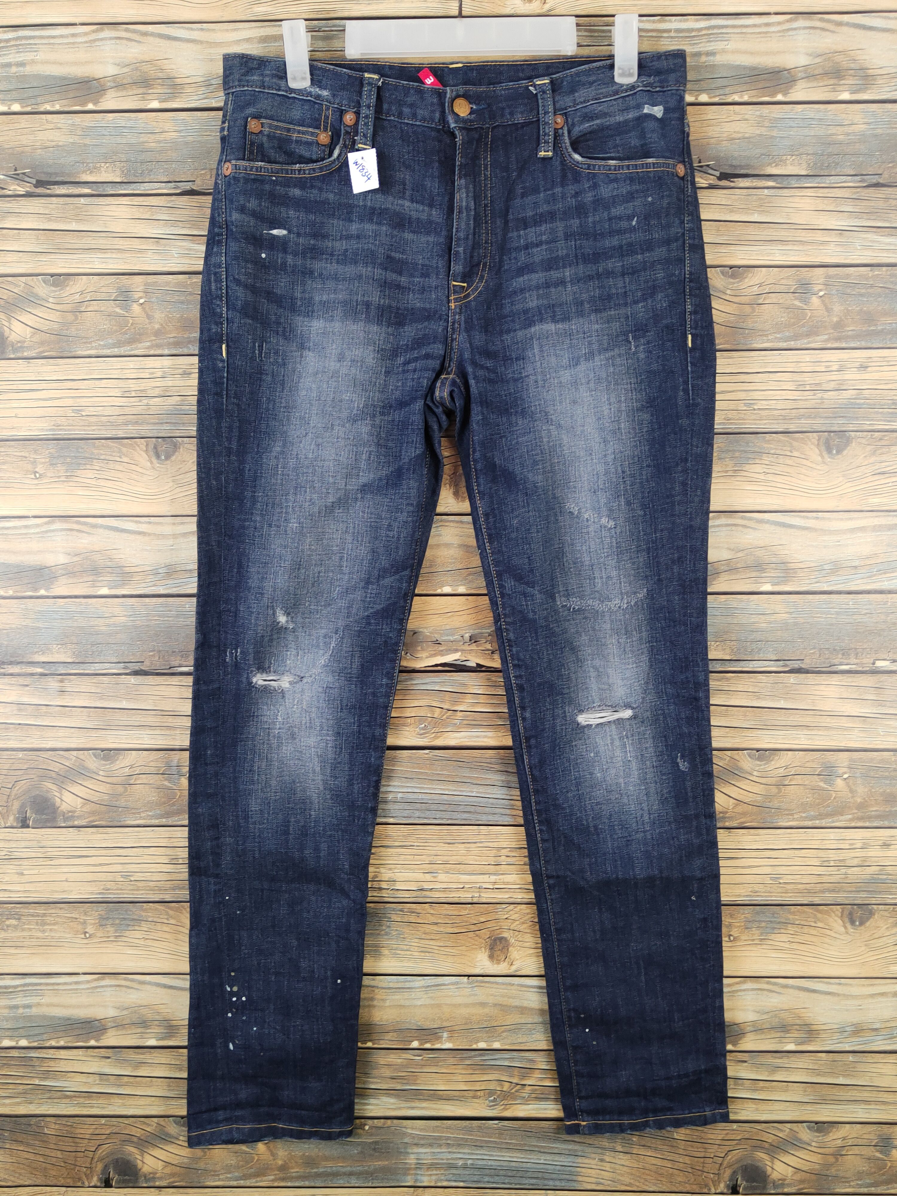 Japanese Brand Uniqlo Dark Blue Distressed Ripped denim Jeans #W1834 Size US 30 / EU 46 - 1 Thumbnail