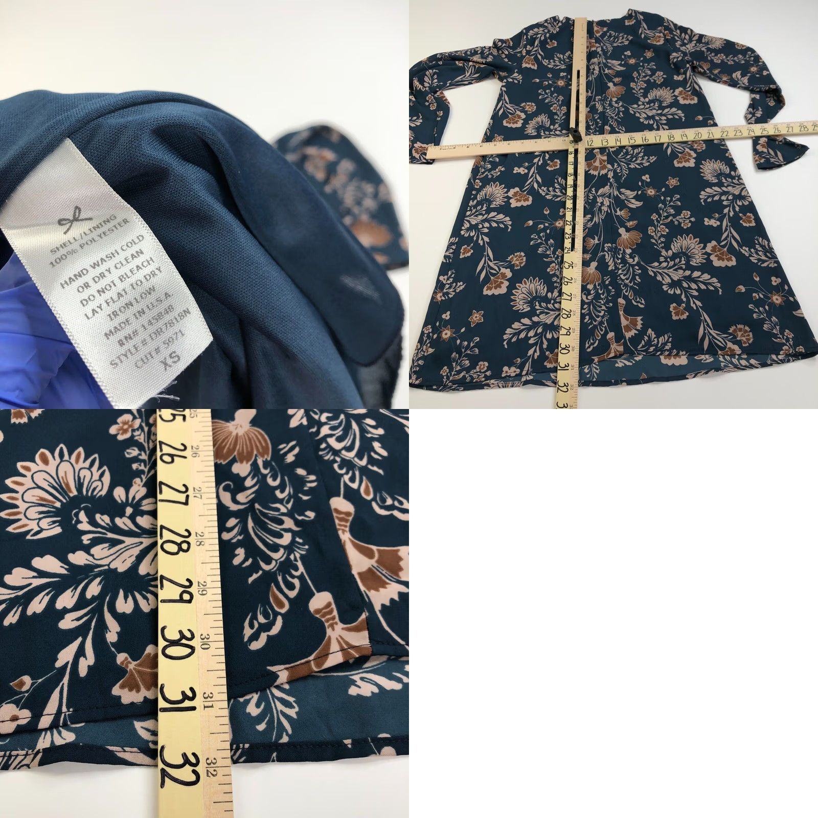 Anthropologie Everly Anthropologie Tunic Shirt Dress Floral Blouse Zip Back Blue Green XS Women's Sleeveless Size XS / US 0-2 / IT 36-38 - 10 Thumbnail