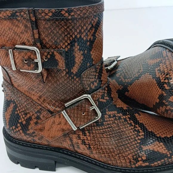 Jimmy Choo Jimmy Choo Youth II Cuoio Snake Print Leather Biker Boots-36 Size US 6 / IT 36 - 7 Thumbnail