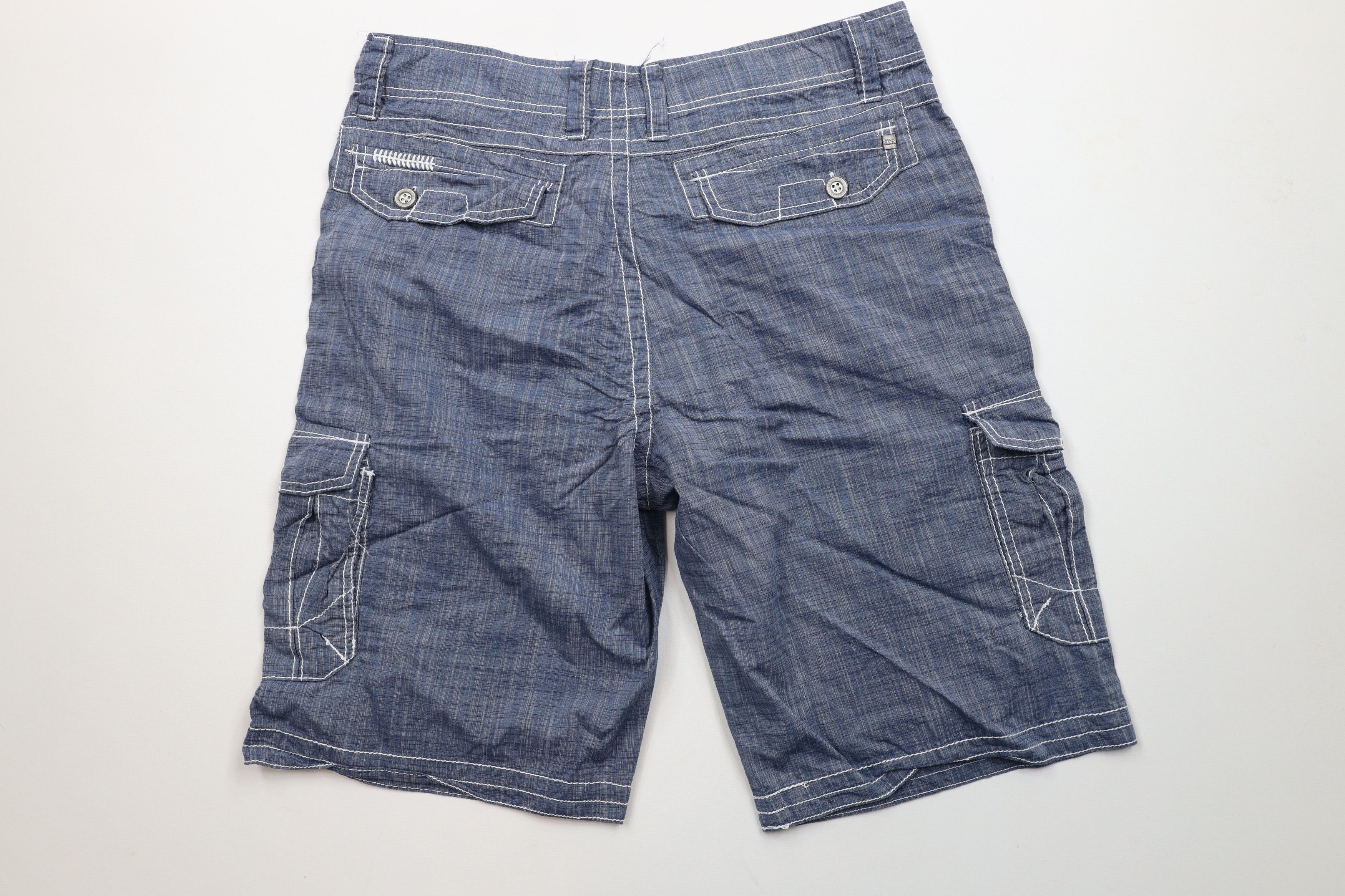 Buckle Black × Vintage Buckle Black Chambray MMA Fighting Cargo Shorts Blue Cotton Size US 34 / EU 50 - 8 Thumbnail