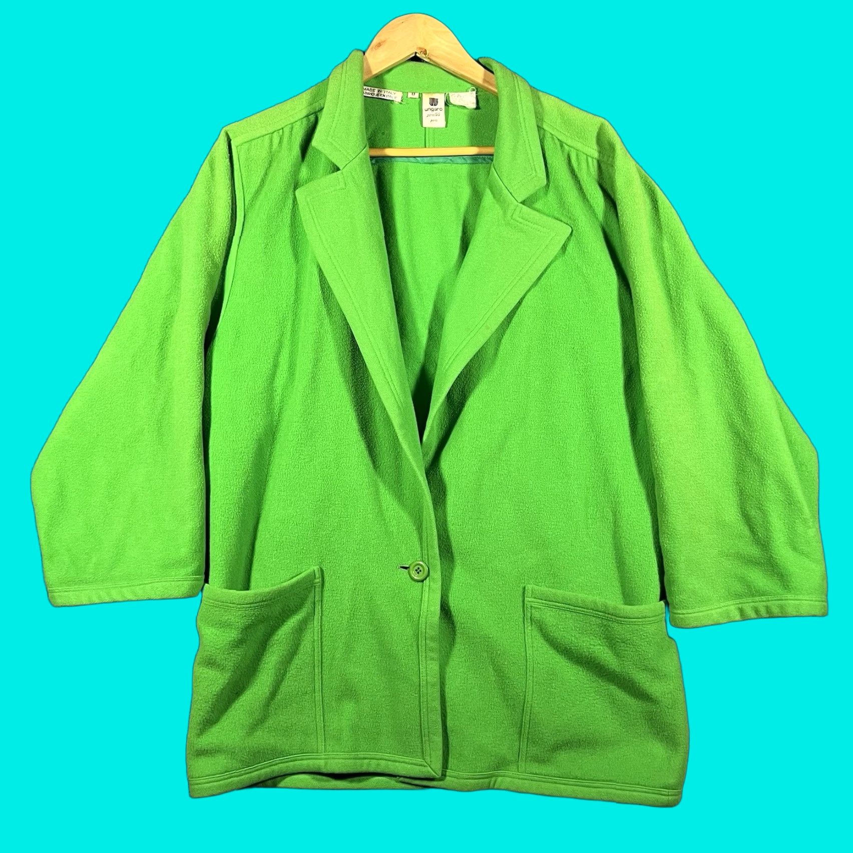Emanuel Ungaro VINTAGE Emanuel Ungaro Parallele Paris Designer Blazer Jacket Pea Coat Wool Green 8 Women Size M / US 6-8 / IT 42-44 - 1 Thumbnail