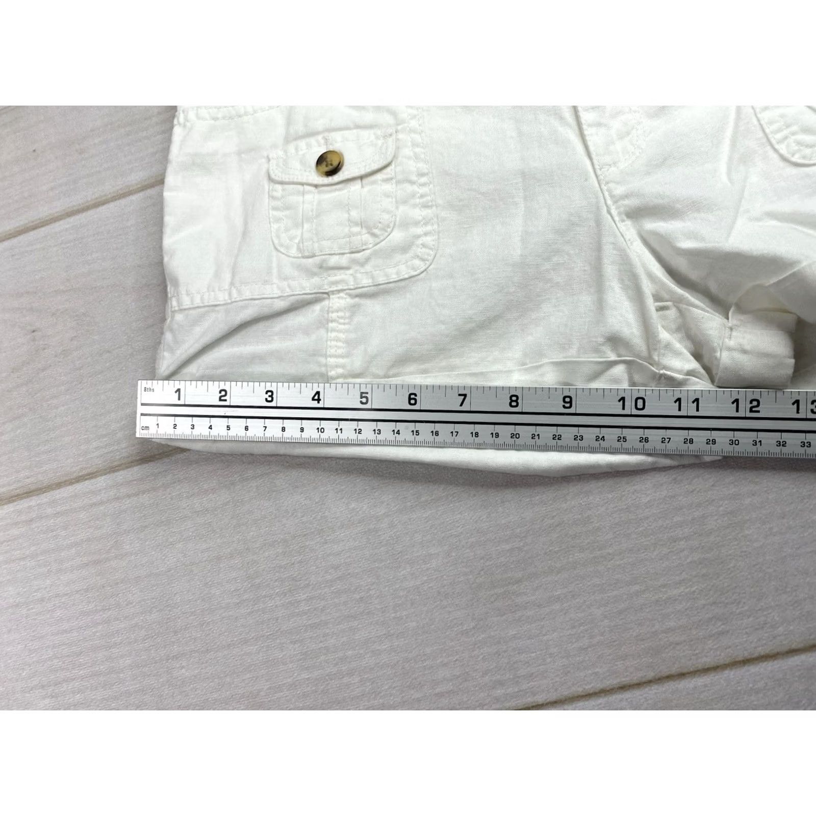 Vintage VTG Charlotte Russe Womens Shorts Sz 10 White Linen Blend Cargo Cuffed 90s Vest? Size 32" / US 10 / IT 46 - 5 Thumbnail
