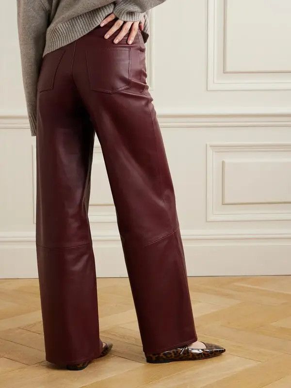 Loulou de Saison o1s22i1n1024 Nappa Leather Figari Pants in Burgundy Size 28" / US 6 / IT 42 - 3 Thumbnail