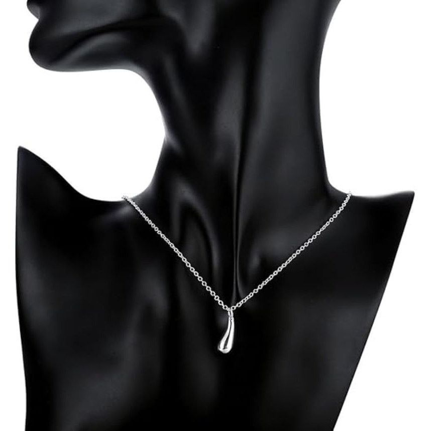 Other 18" Silver Plated Water Drop Necklace | Minimalist Size ONE SIZE - 1 Thumbnail