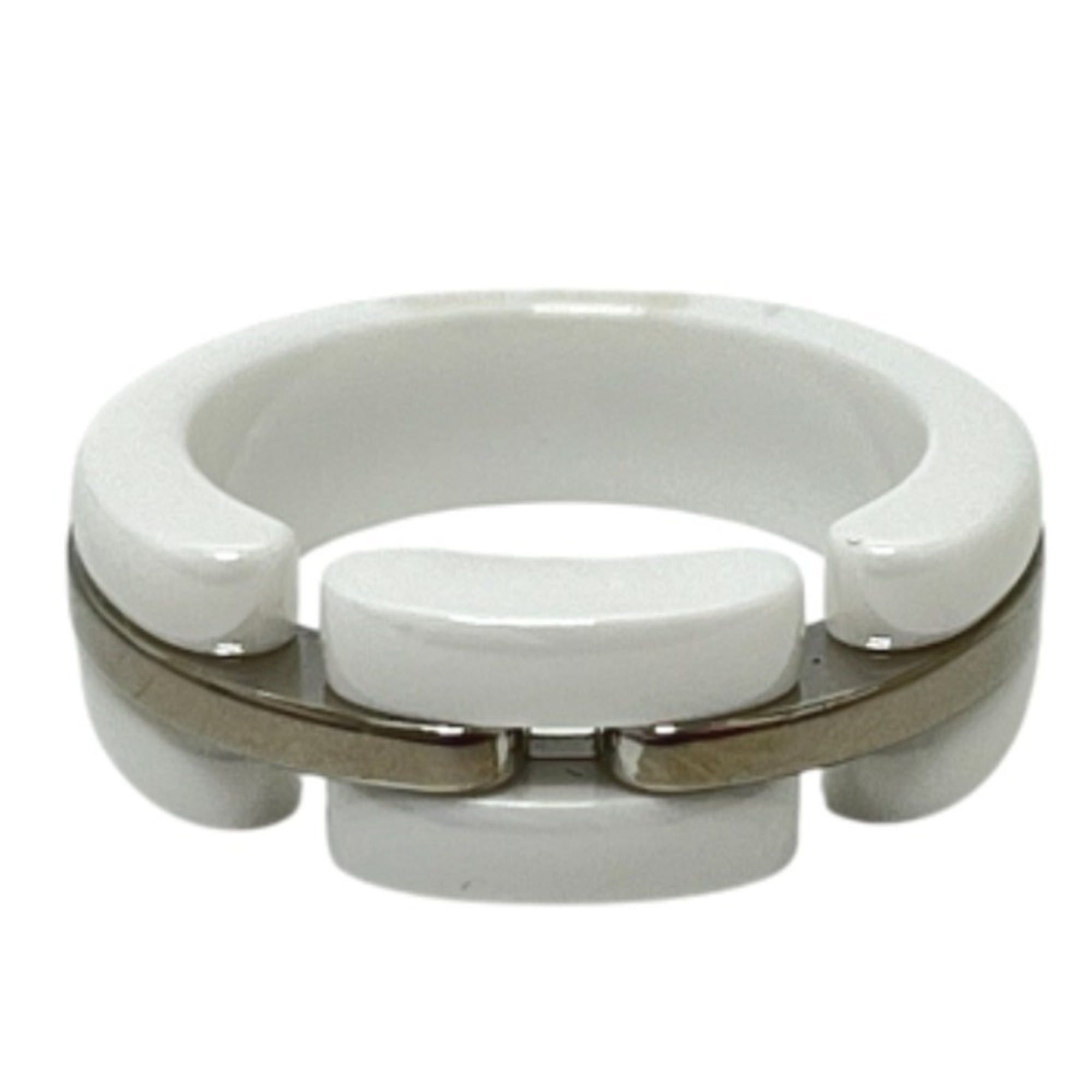 CHANEL Ultra Accessory Jewelry Ring Ceramic Au750 Women's White