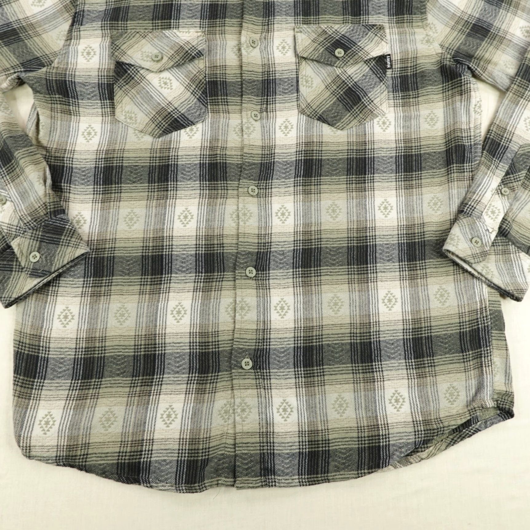 Hurley Hurley Shirt Mens Medium Gray Plaid Flannel Southwestern Button Up Skater Surfer Size US M / EU 48-50 / 2 - 4 Thumbnail