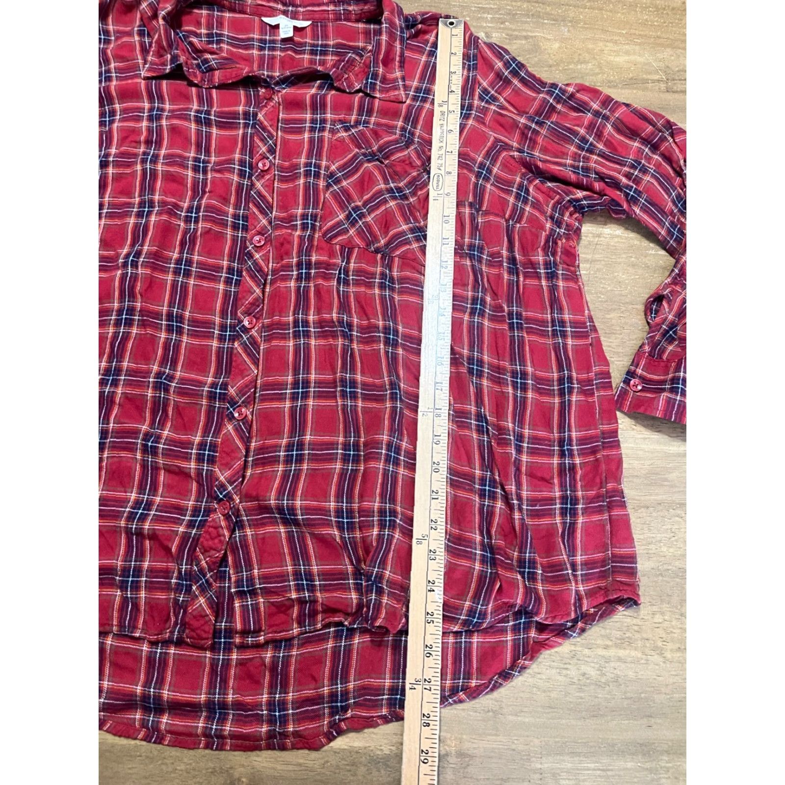 Vintage Terra & Sky Shirt Womens 3X Red Plaid Button-Up Long Sleeve Casual Travel Size XXL / US 16-18 / IT 52-54 - 7 Thumbnail