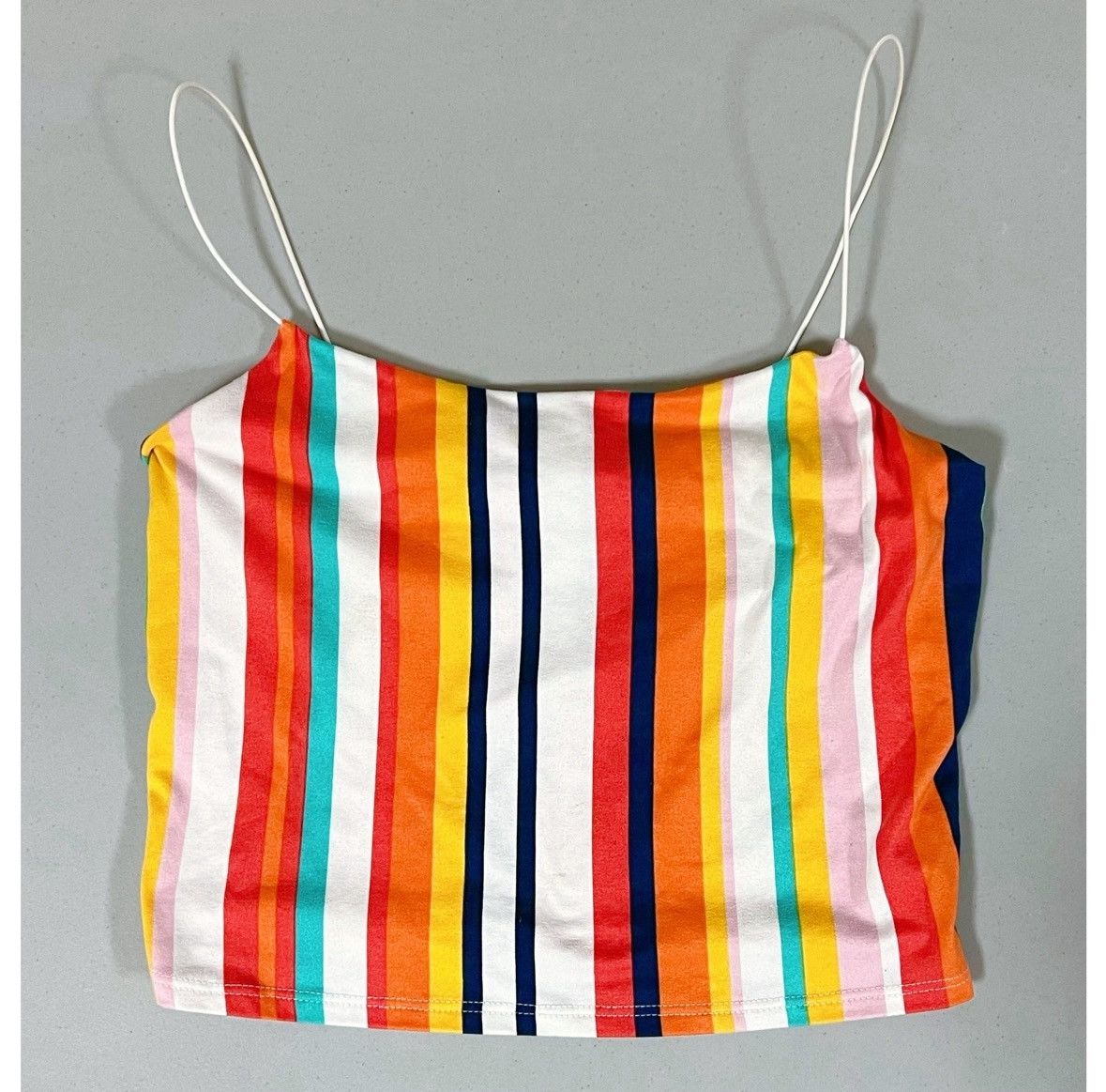 Vintage Red Orange Striped Crop Top Cami Camisole Shirt Size S 🧡✨ Size S / US 4 / IT 40 - 1 Thumbnail