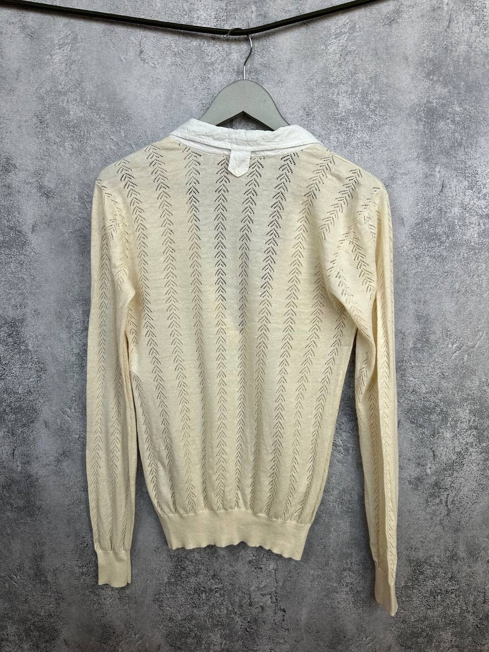 Sandro Sandro Paris Linen Pointelle Knit Sweater Shirt Collar Size S / US 4 / IT 40 - 2 Thumbnail