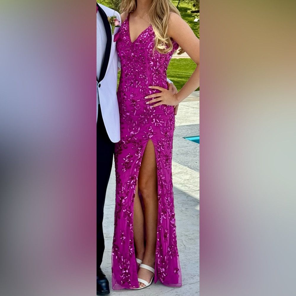 Other Primavera Couture Magenta Sequin Gown Size XS / US 0-2 / IT 36-38 - 7 Thumbnail