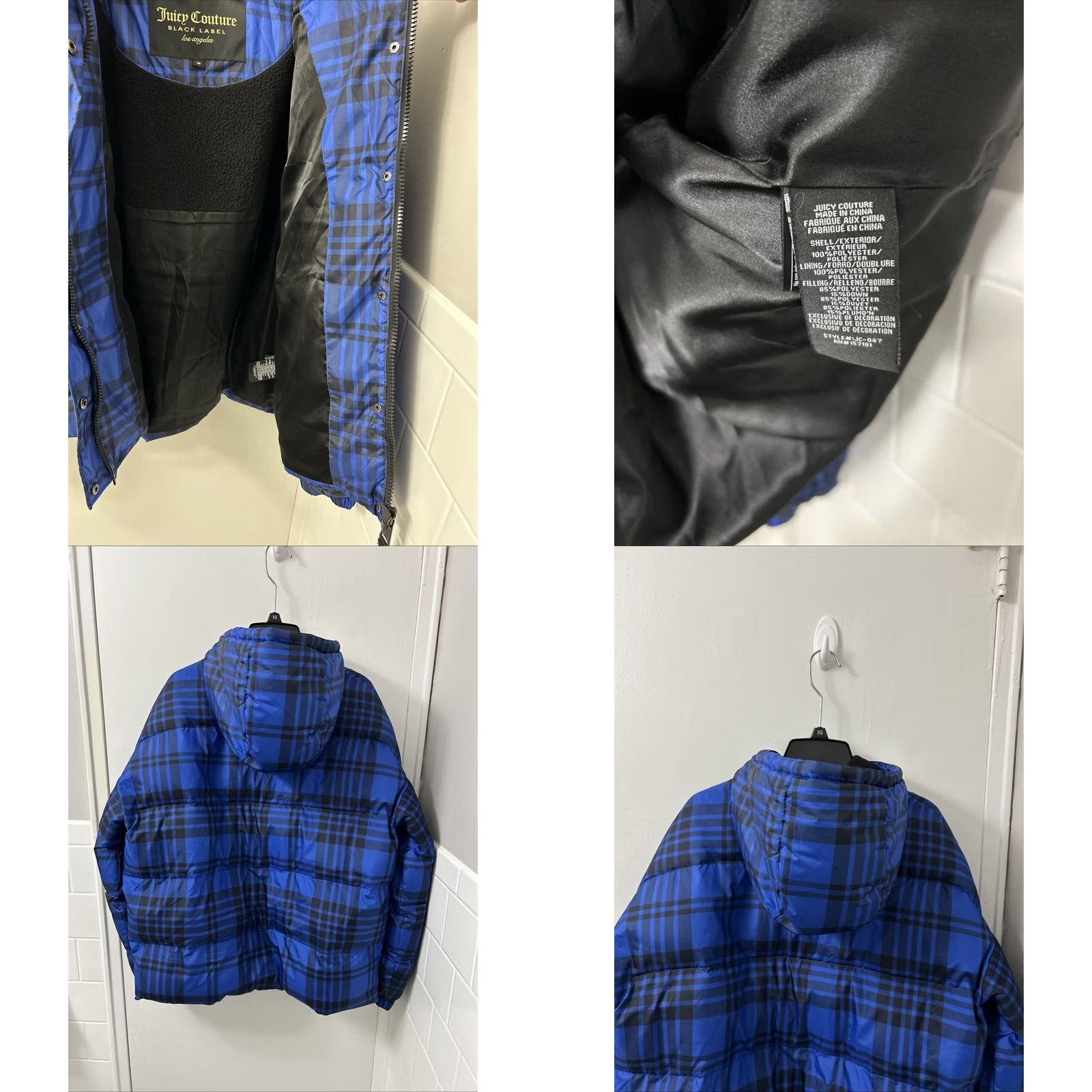 Juicy Couture Juicy Couture Black Label Jacket Puffer Hooded Full Zip Coat Womens M Blue Plaid Winter Casual Mens Womens Girls Boys Size M / US 6-8 / IT 42-44 - 8 Thumbnail