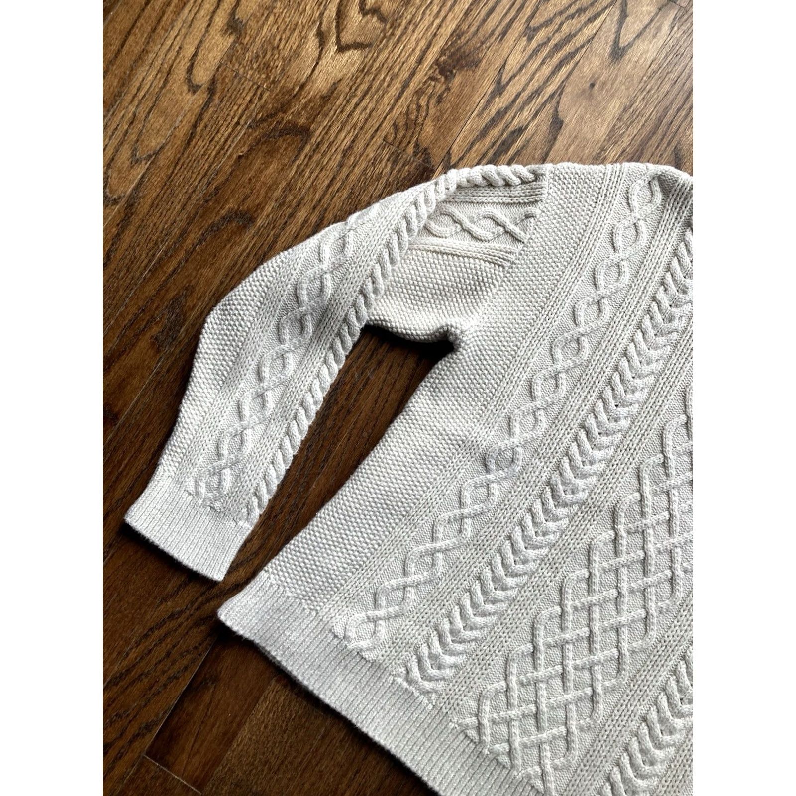 J.Crew VINTAGE J.CREW Sweater Womens Large Ivory Cable-Knit Cotton Classic Preppy Pullover L Womens Size L / US 10 / IT 46 - 2 Thumbnail