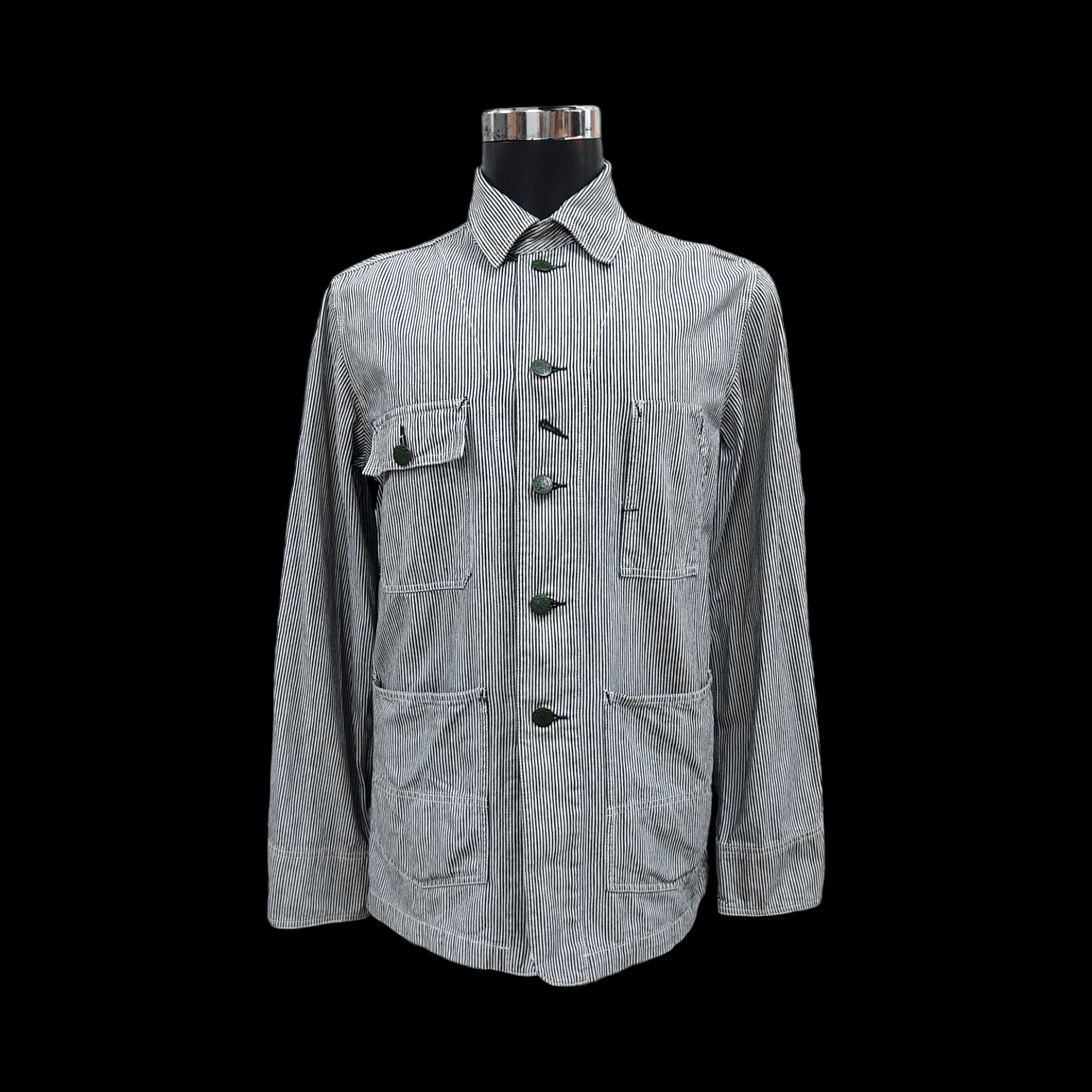 Oshkosh Vintage OSHKOSH Hickory Stripe Denim Chore Jacket Size US L / EU 52-54 / 3 - 1 Thumbnail