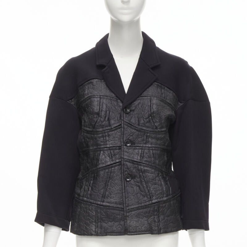 Comme des Garcons vintage COMME DES GARCONS 1990 black coated patchwork scuba blazer jacket S Size S / US 4 / IT 40 - 1 Thumbnail