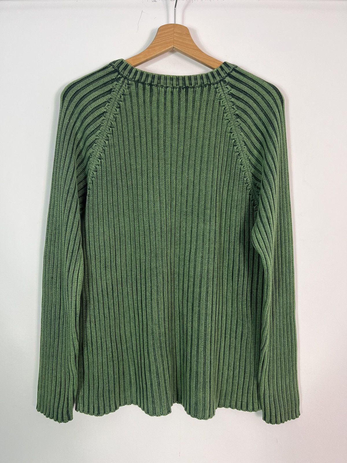Japanese Brand Crazy Y2K Vintage Green Knit Washed Faded Opium Trans Techno Size US M / EU 48-50 / 2 - 5 Thumbnail
