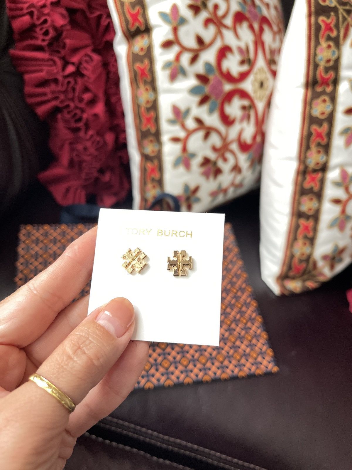 Tory Burch Tory Burch Women's Small Logo Stud Earrings (Tory Gold) With Size ONE SIZE - 4 Thumbnail