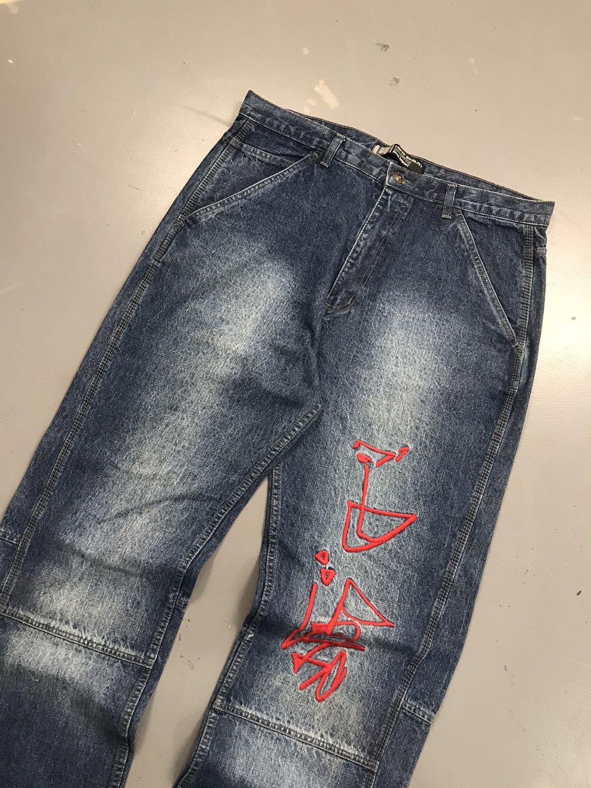 JNCO × Southpole × Vintage Vintage Deep impact SpellOut embroidered baggy fit denim Size US 39 - 3 Thumbnail