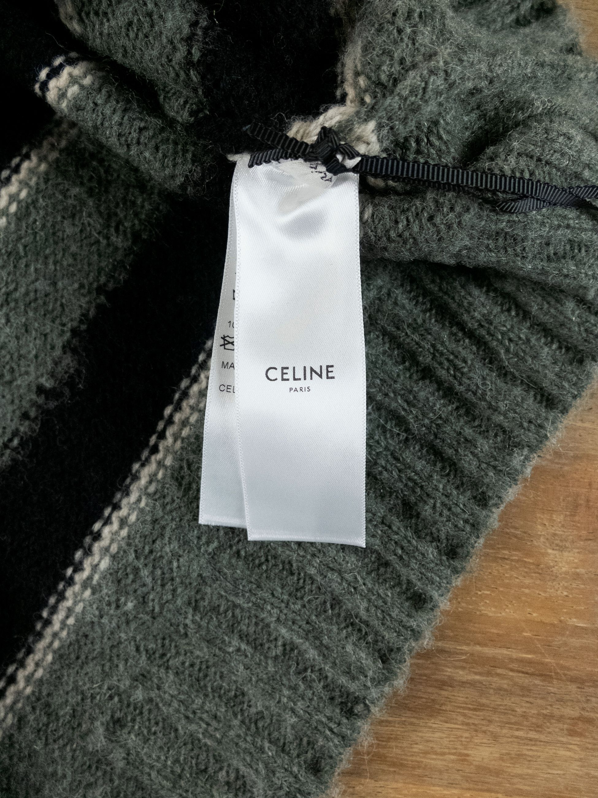 Celine CELINE Hedi Slimane logo embroidered striped wool sweater q Size US L / EU 52-54 / 3 - 9 Thumbnail