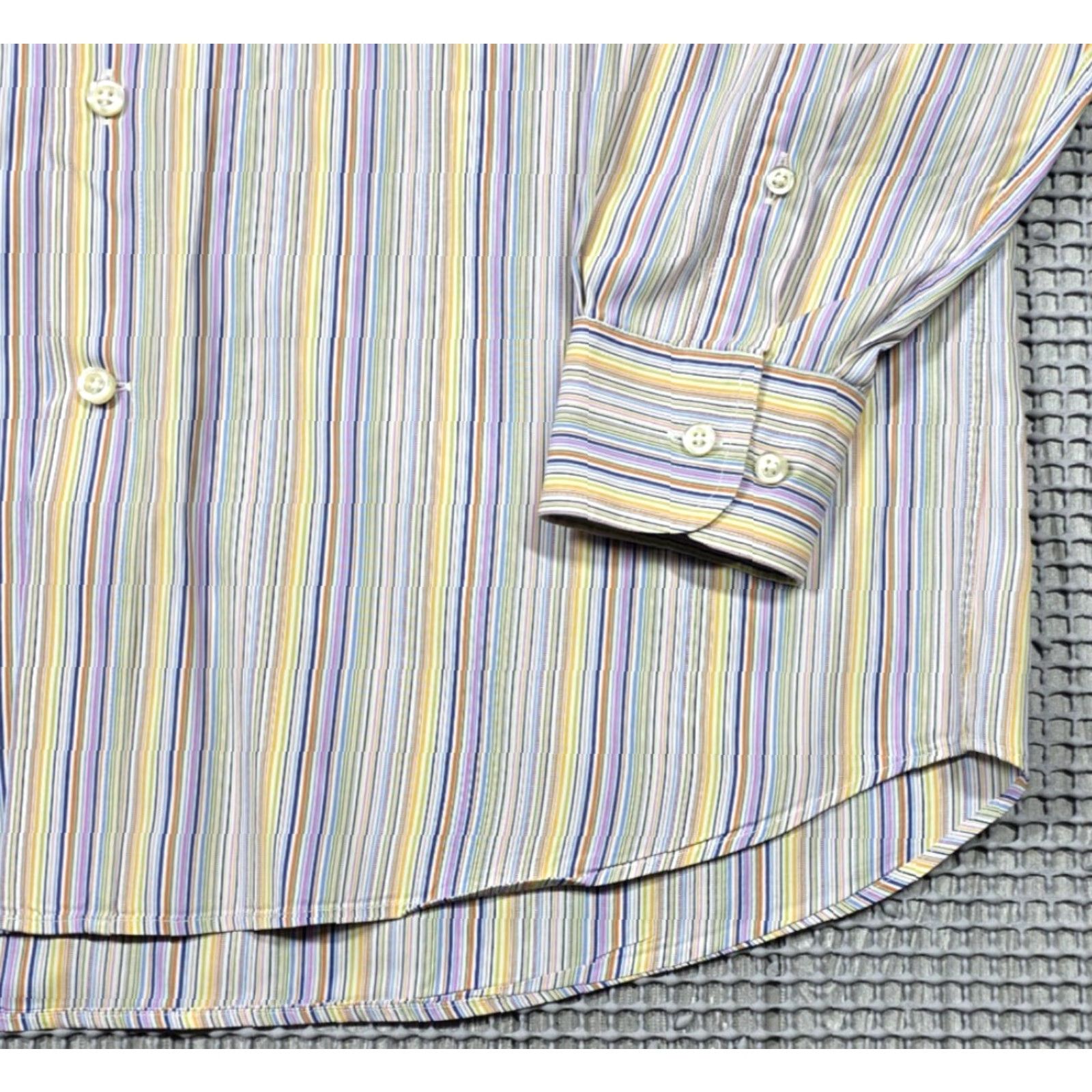 Canali Canali Mens Button Up Multicolor Stripe Dress Shirt Sz M Long Sleeve Italy Made Size 40R - 4 Thumbnail