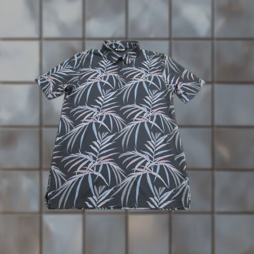 TravisMathew Travis Mathew Polo Shirt Mens Black Palm Leaf Pima Cotton Golf Print Medium Size US M / EU 48-50 / 2 - 1 Thumbnail