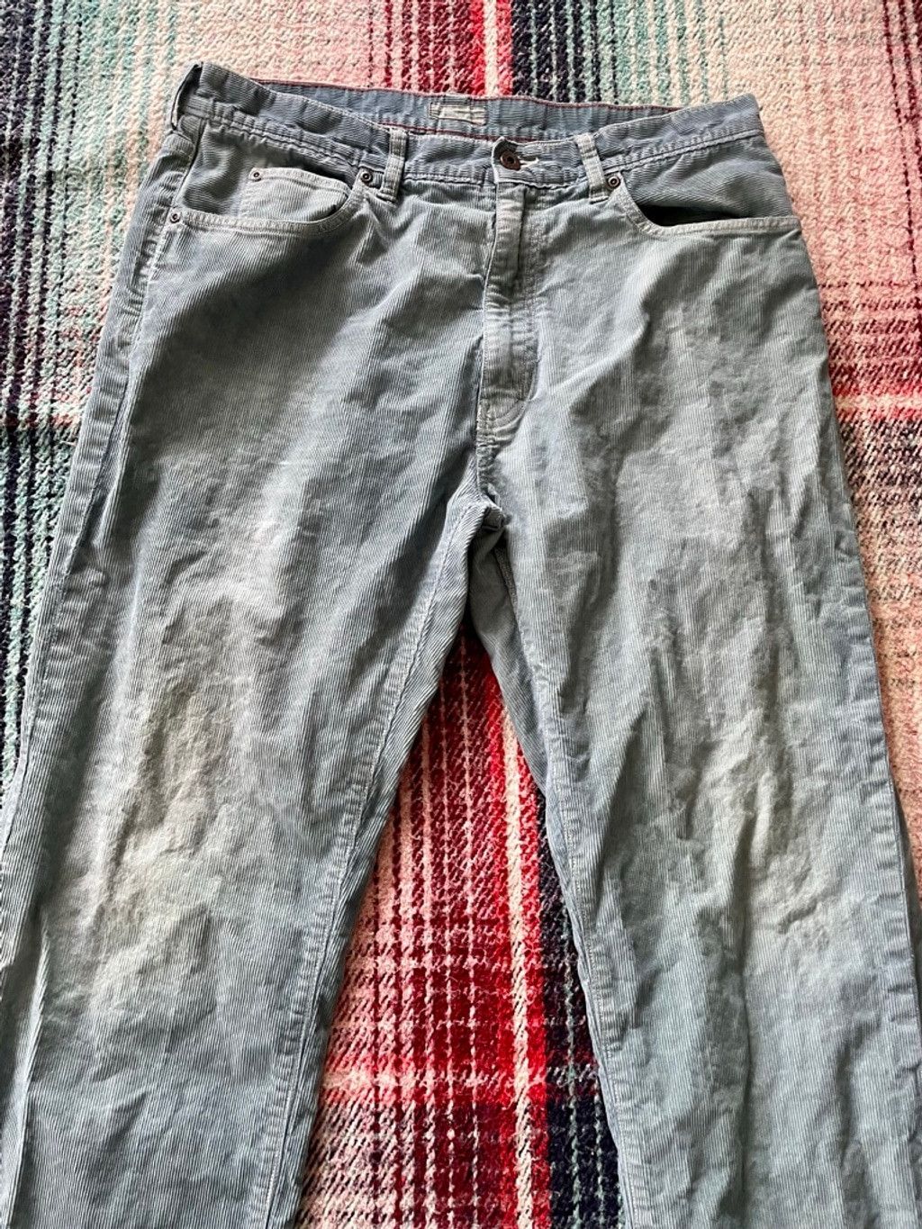 J.Crew 00s Over Dyed J Crew Straight Fit Teal Corduroy Pants 36x31 Size US 36 / EU 52 - 2 Thumbnail