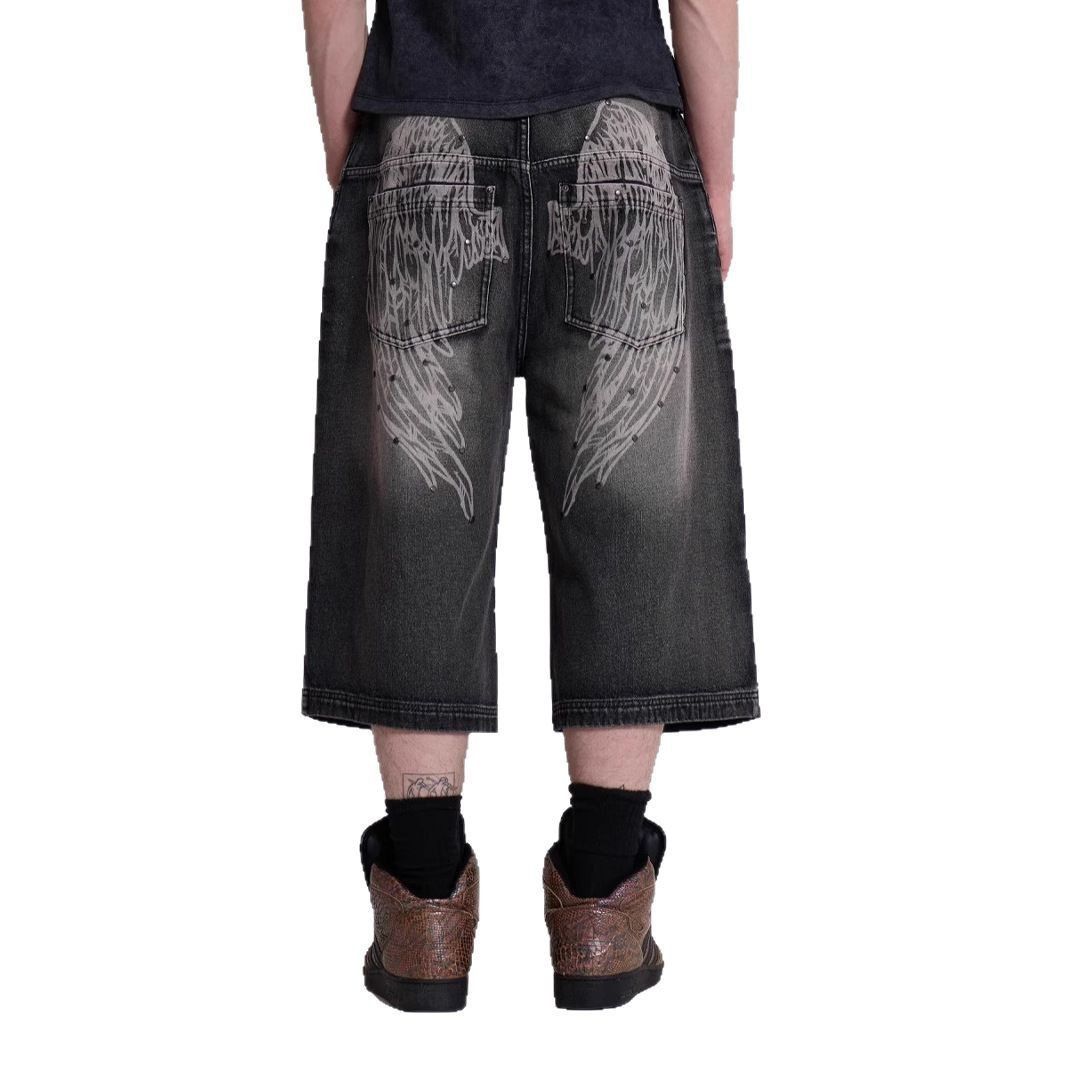 Japanese Brand Retro gradient printed wide leg denim shorts Size US 32 / EU 48 - 6 Thumbnail