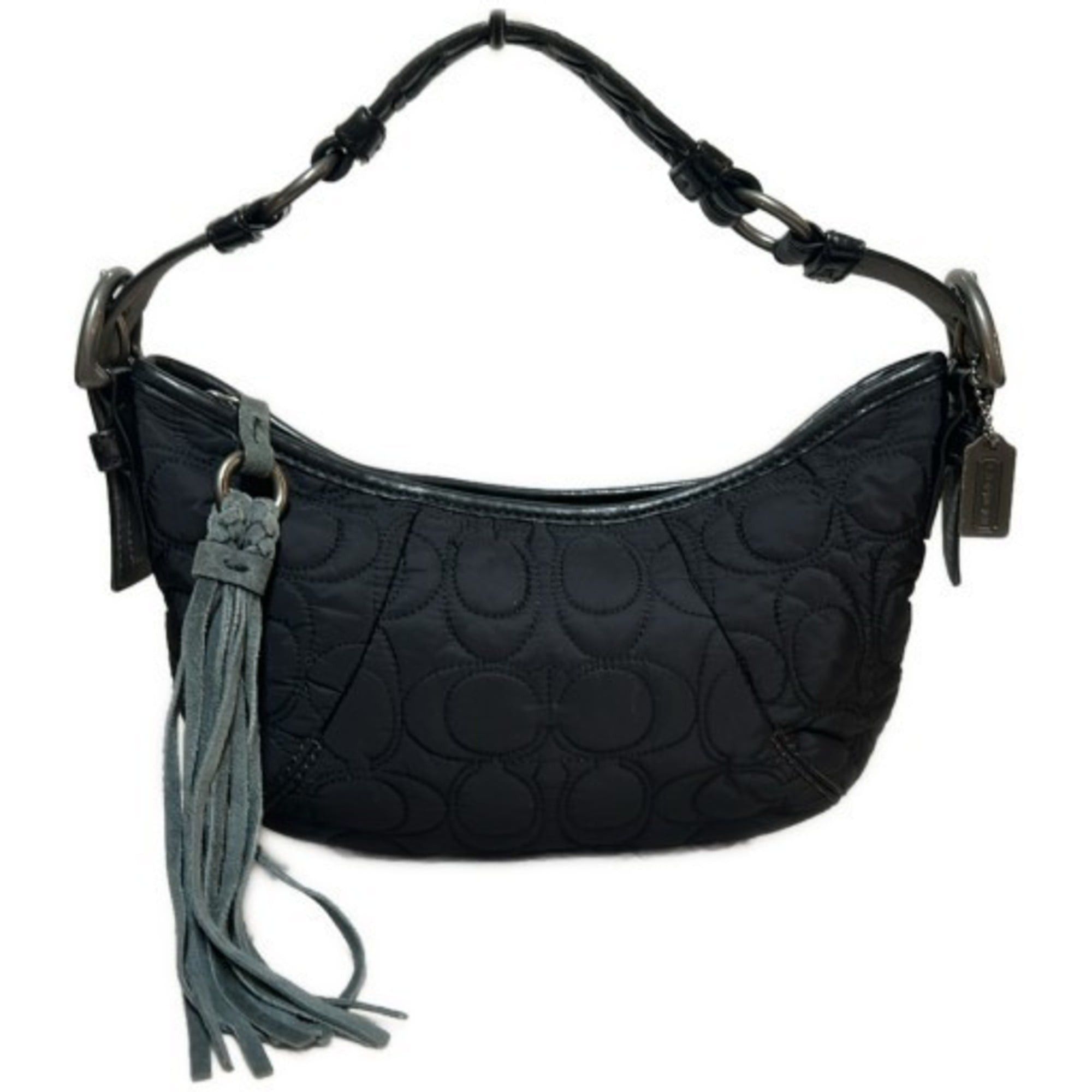Coach Shoulder Bag Half Moon Nylon Suede 6791 Black Leather Mikunigaoka Store