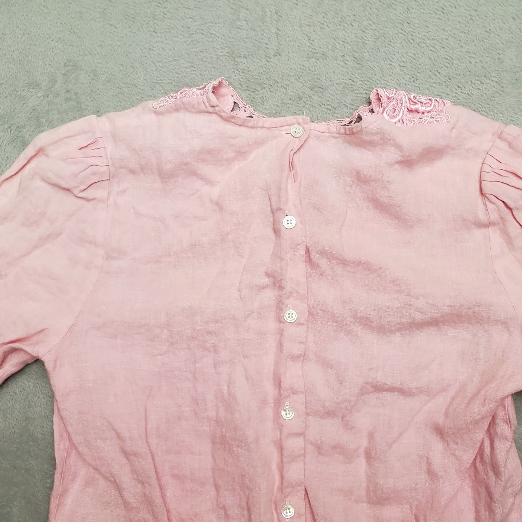 Pinko Westminsterlace Shirt Womens 12 Pink 100% Linen Lace Back Whimsey Cottage Casual Shirt Womens 12 Pink Linen Lace Back Whimsey Cottage Casual Size XL / US 12-14 / IT 48-50 - 2 Thumbnail