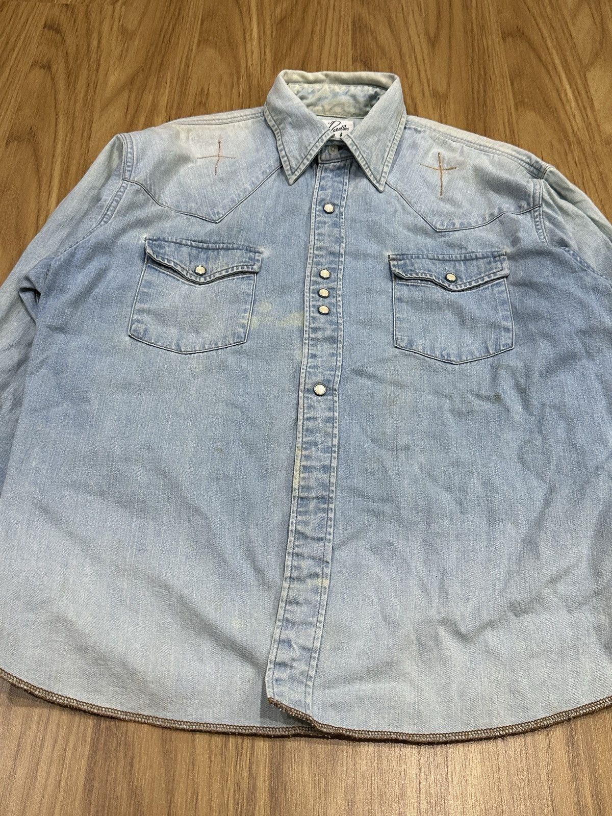 Needles Needles By Nepenthes Cross Sewn Chambray Pearl Button-Up Size US L / EU 52-54 / 3 - 4 Thumbnail