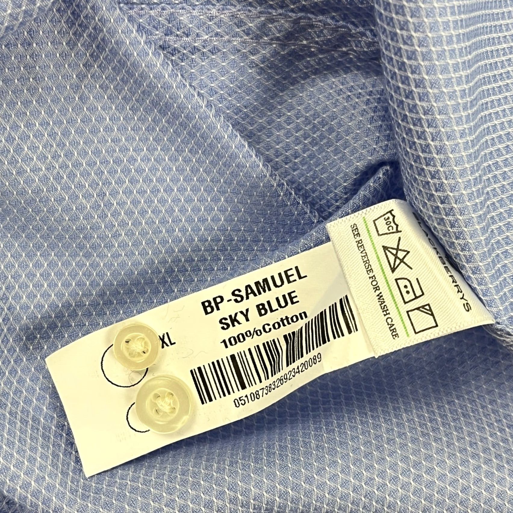 Vintage Blackberrys Shirt Mens XL Blue Button Up Long Sleeve Cotton Slim Size 42 Size US XL / EU 56 / 4 - 7 Thumbnail