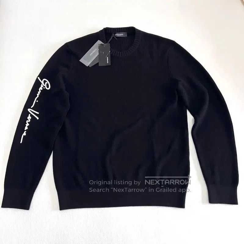 Versace Versace Black Wool Embroidered Long Sleeve Sweater . Size US XL / EU 56 / 4 - 1 Thumbnail