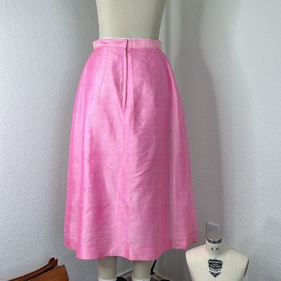 Vintage VTG Raw Silk A Line Midi Party Skirt Size 27" / US 4 / IT 40 - 5 Thumbnail