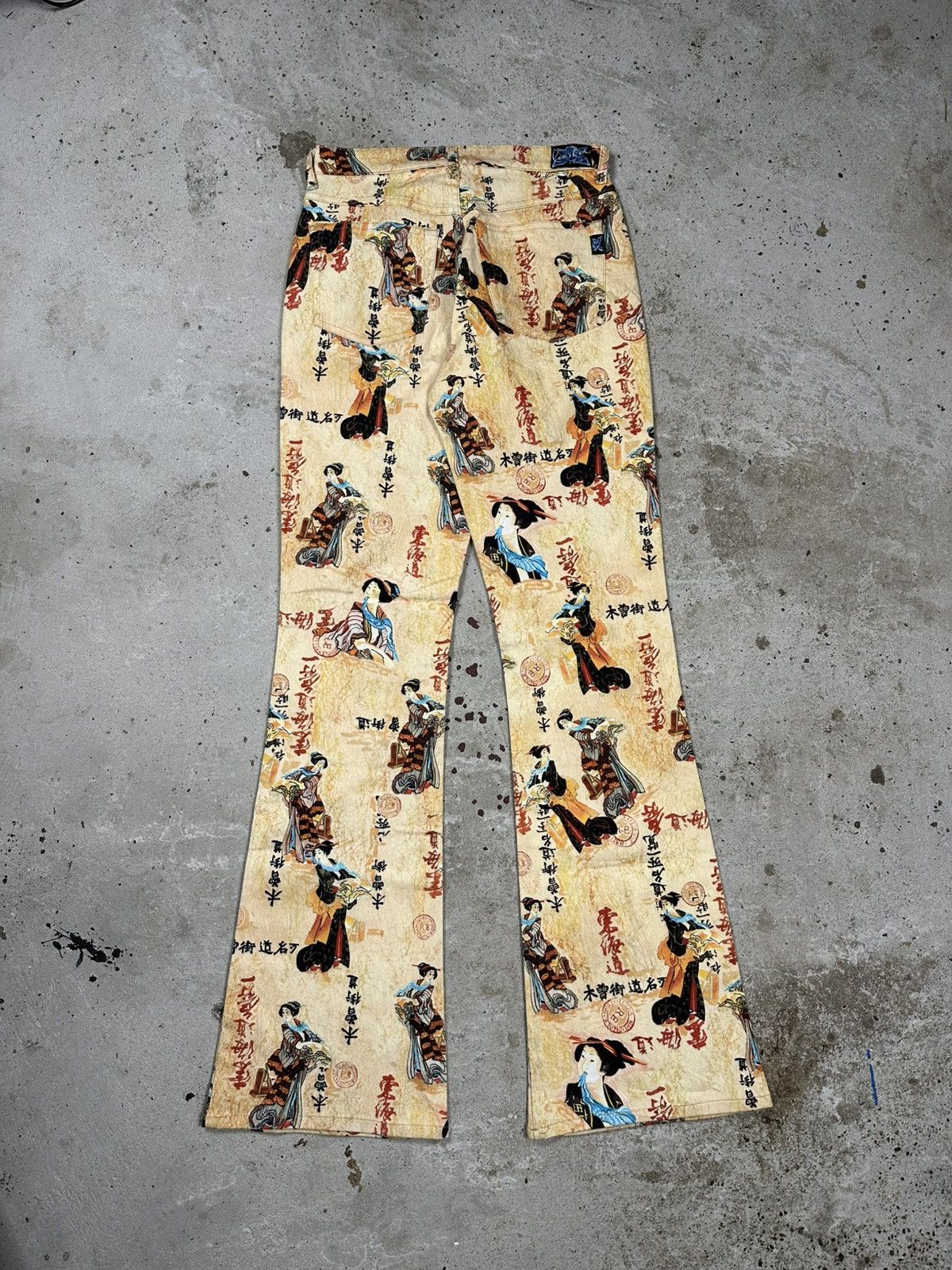 Japanese Brand Vintage 90s Japanese Print Japan Flare Boot Cut Pants Size US 28 / EU 44 - 2 Thumbnail