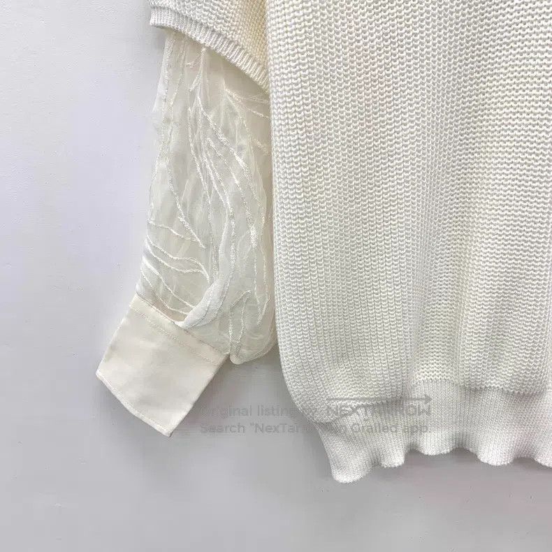 Brunello Cucinelli Brunello Cucinelli White cotton V-neck long-sleeve knit sw Size S / US 4 / IT 40 - 4 Thumbnail