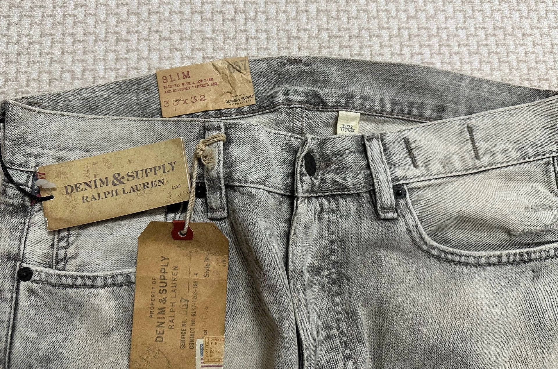 RRL Denim Supply Distressed Patched Gray Jeans