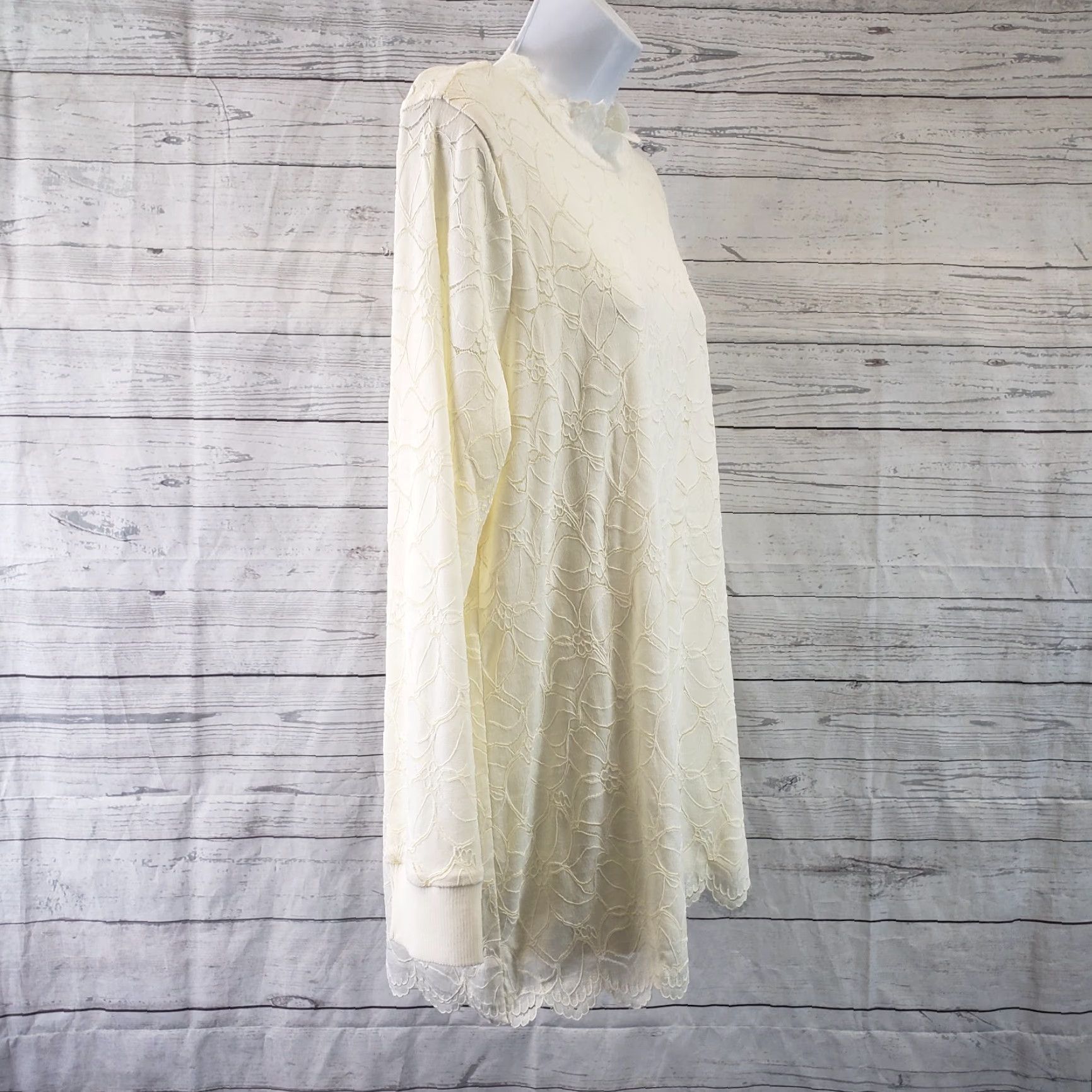 Soft Surroundings Soft Surroundings Blouse Women's Mockneck Lace Long Sleeve Ivory M Size M / US 6-8 / IT 42-44 - 3 Thumbnail