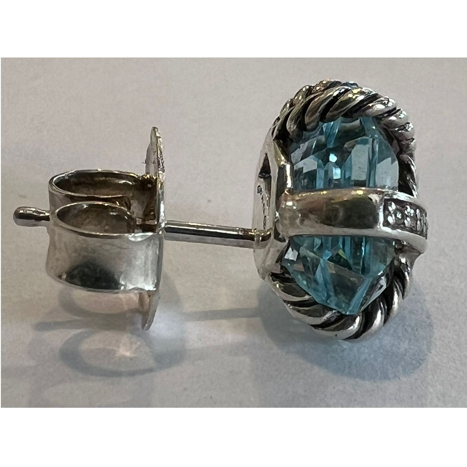 David Yurman David Yurman 10mm Topaz and Diamonds 925 earring Size ONE SIZE - 6 Thumbnail