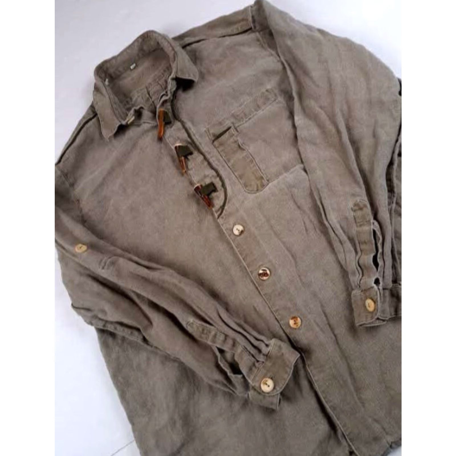 Imperial VINTAGE Imperial Safari Shirt Button-Up Canvas Cotton Long Sleeve Tan 43 Men Buffalo Bone Button All Seasons 28in 24in Chest Regular Size US XL / EU 56 / 4 - 6 Thumbnail