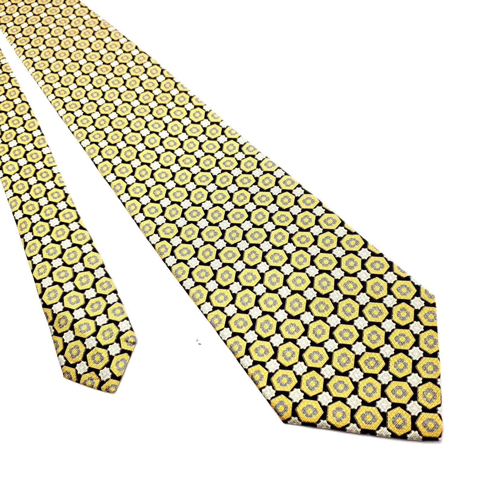 Designer Today's Man Yellow Silk Tie Woven Geometric Size ONE SIZE - 1 Thumbnail