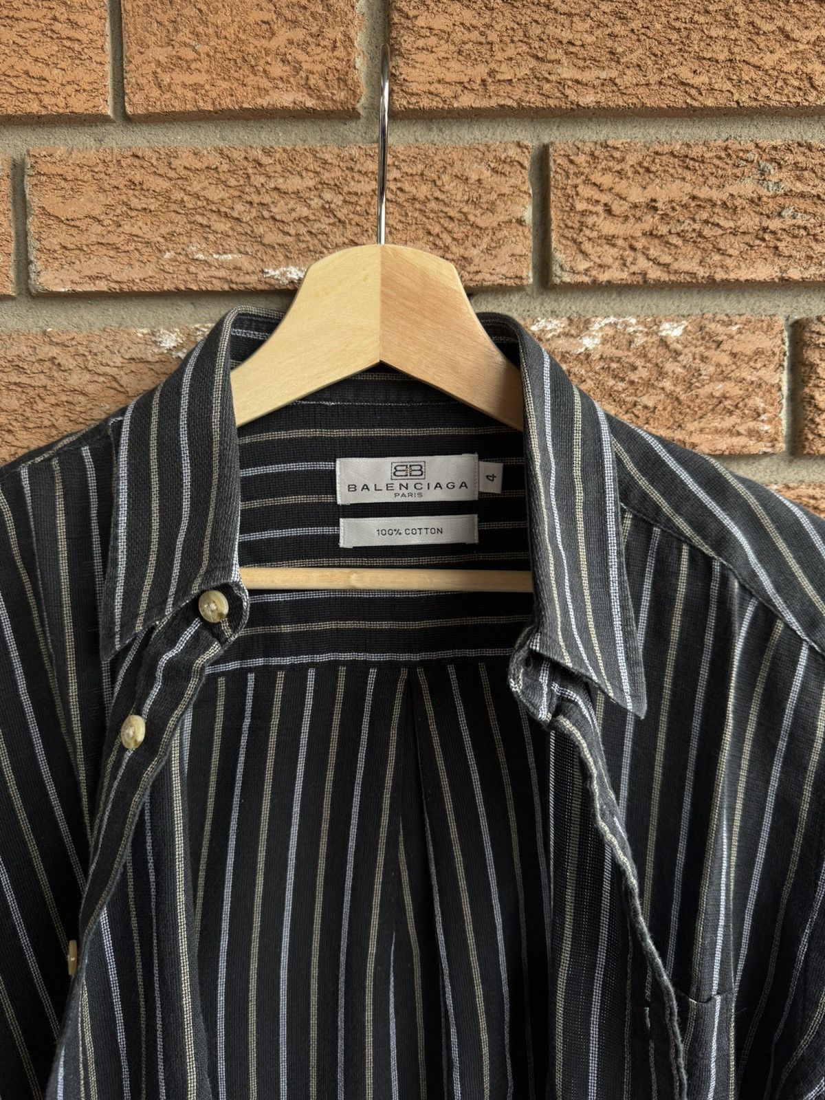 Balenciaga Balenciaga Vintage Shirt Striped Button Ups Size US L / EU 52-54 / 3 - 1 Thumbnail