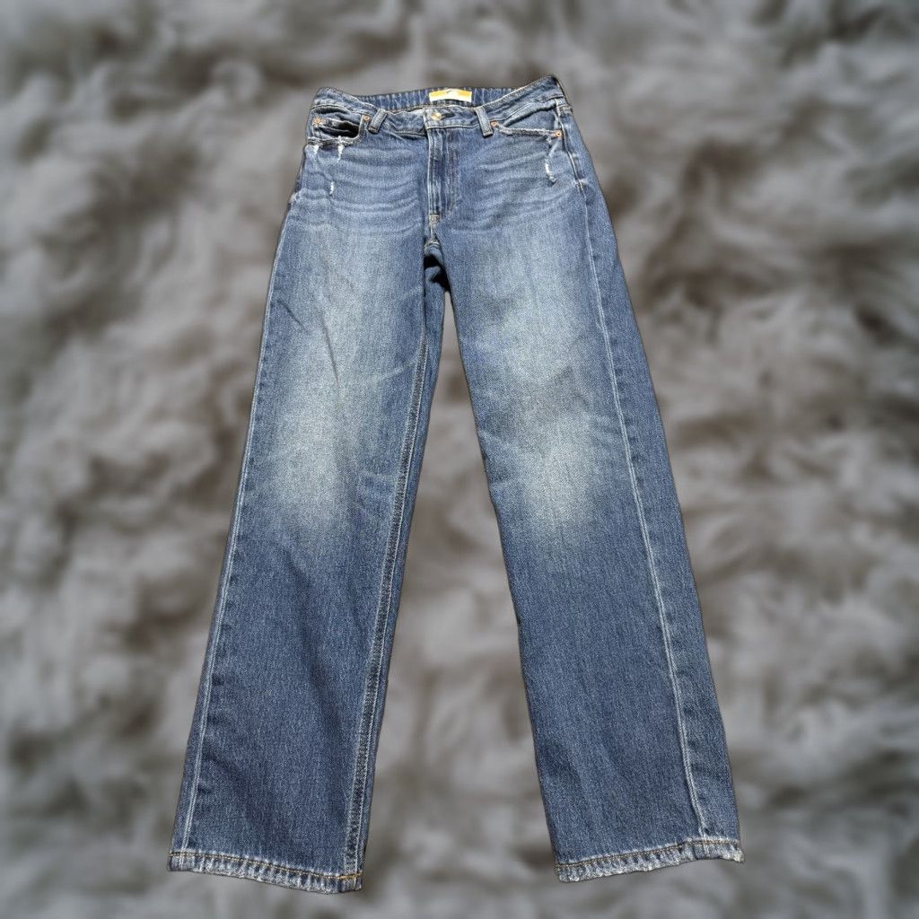Denime Maurcies Jeans Women 8 Regular Denim Blue 29X30 Mid Distress Straight 5-Pocket Pants Size 30" / US 8 / IT 44 - 1 Thumbnail