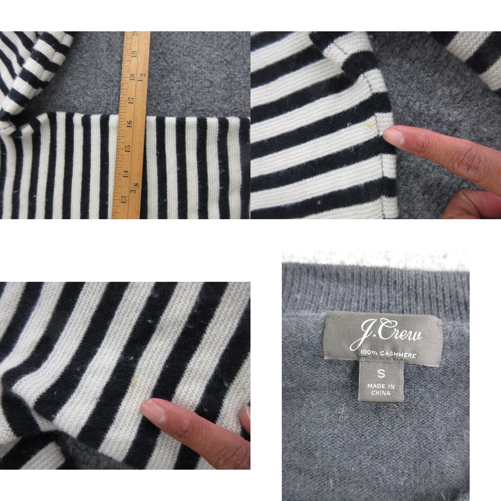 J.Crew J.CREW Sweater Womens S Black 100% Cashmere Crewneck Striped Knit Pullover Size S / US 4 / IT 40 - 8 Thumbnail