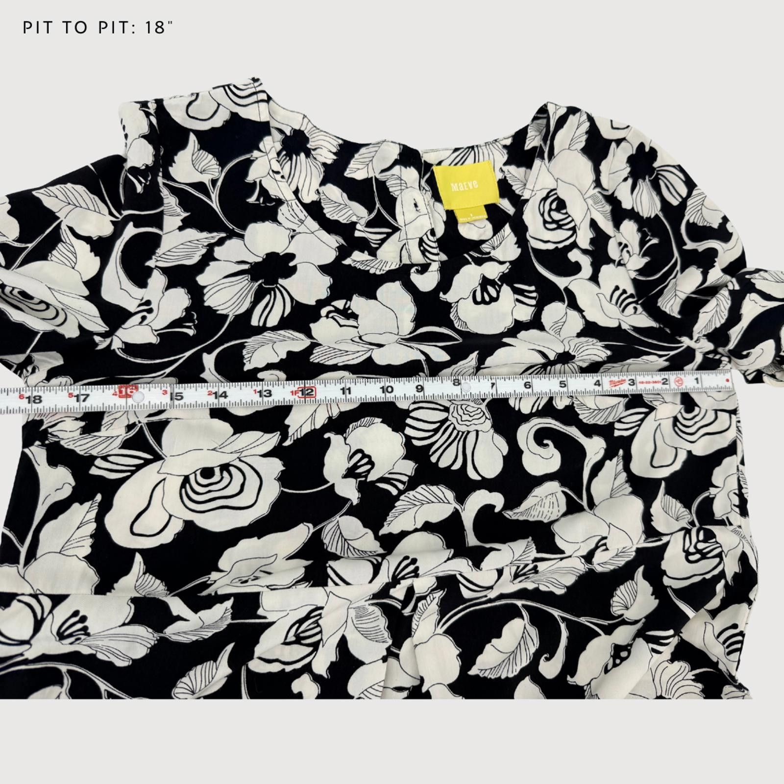 Other Anthropologie Maeve Zola Floral Shift Dress Black Ivory 2 Size XS / US 0-2 / IT 36-38 - 6 Thumbnail