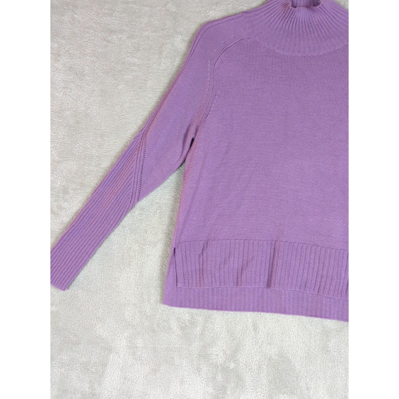 Nordstrom Nordstrom Wool Blend Funnel Neck Boxy Sweater XS Lavender/Purple Women Pullover Long Sleeve Cozy Winter Oversized Knit Pattern Solid) Size XS / US 0-2 / IT 36-38 - 2 Thumbnail