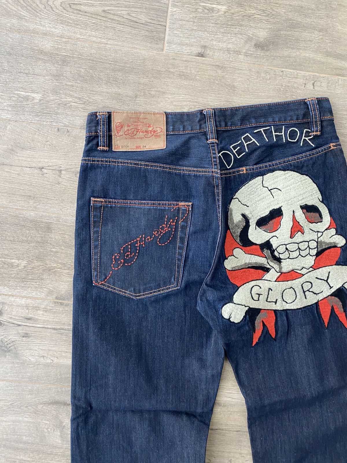 Ed Hardy × Vintage 💀ED HARDY skull vintage jeans Size US 34 / EU 50 - 8 Thumbnail