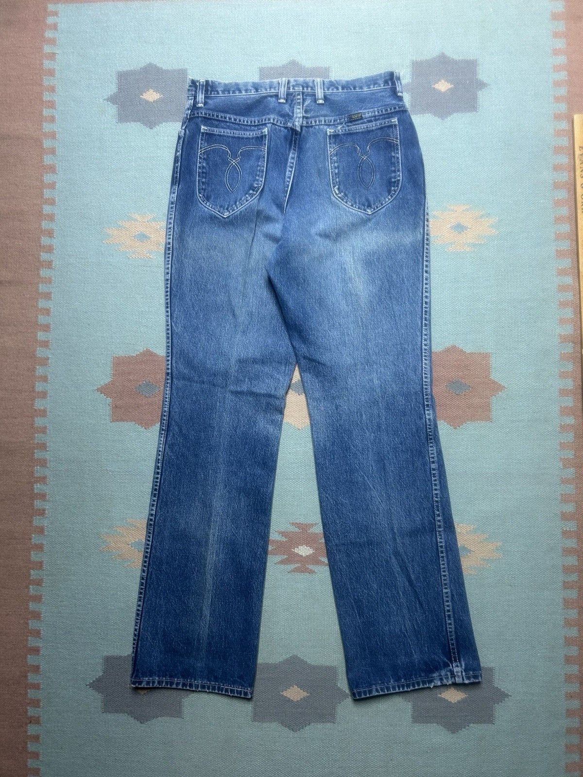 Vintage Vintage 70s Maverick jeans faded bootcut flare 16 31x34 Size 31" - 6 Thumbnail