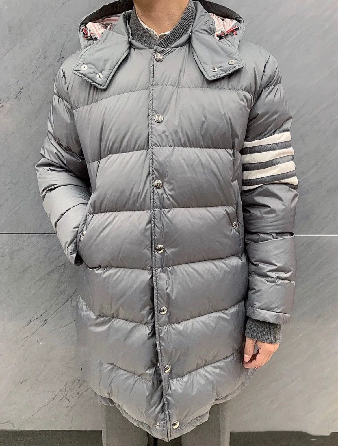 Thom Browne gray long puffer coat size 4 by TB Size US L / EU 52-54 / 3 - 7 Thumbnail