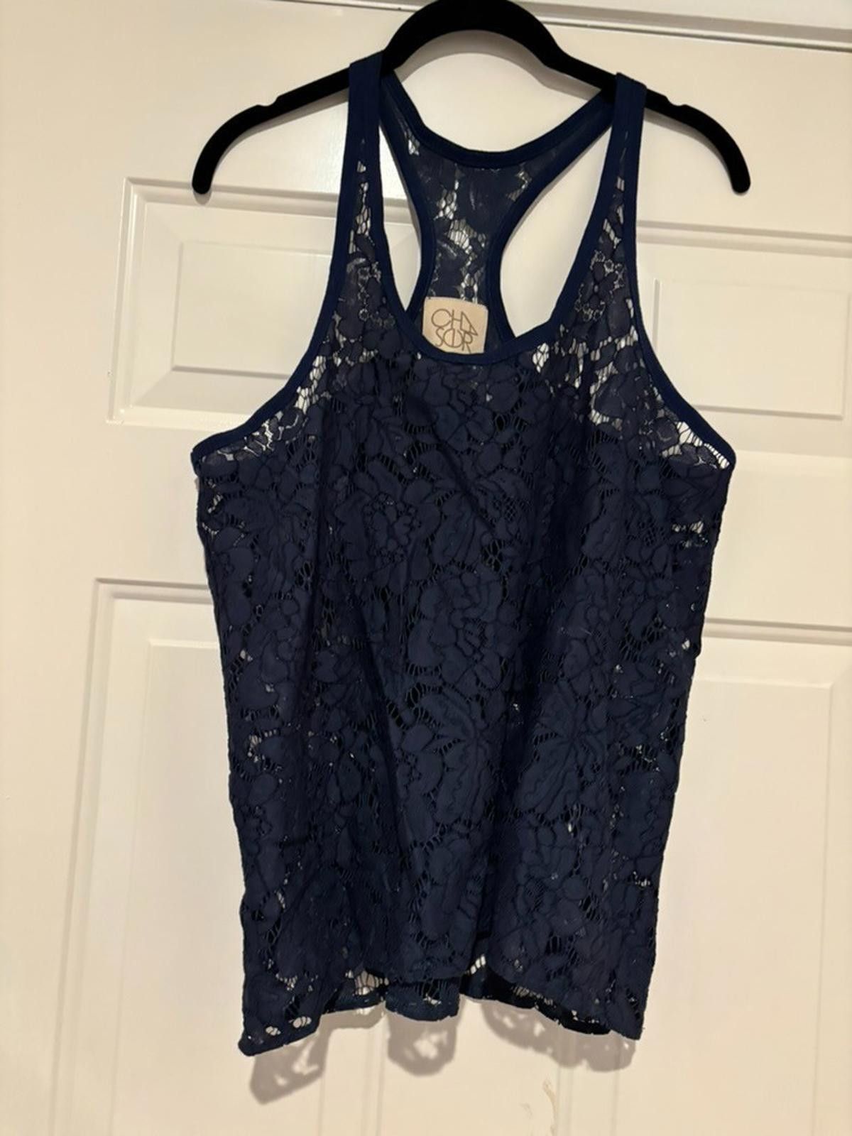 Chase Authentics Womens Chaser navy lace racerback tank sz. M #377 Size M / US 6-8 / IT 42-44 - 1 Thumbnail