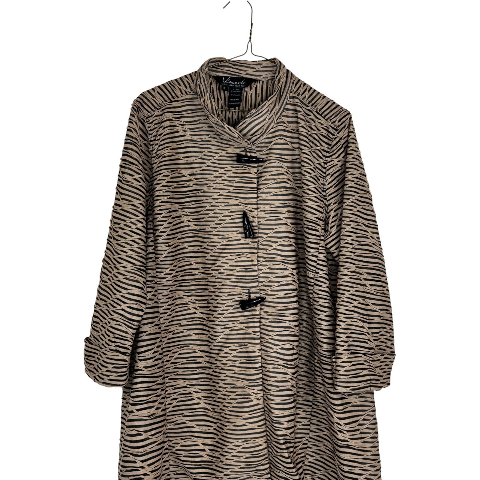 Other Vincente Shawl Shrug XL Brown Black Striped Textured Size XL / US 12-14 / IT 48-50 - 11 Thumbnail