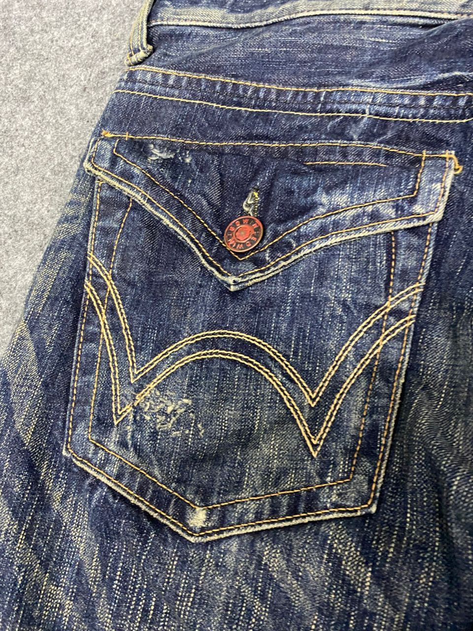 Edwin 💥Flare💥Vintage Edwin 503 Blue Trip Distressed denim Size US 35 - 13 Thumbnail
